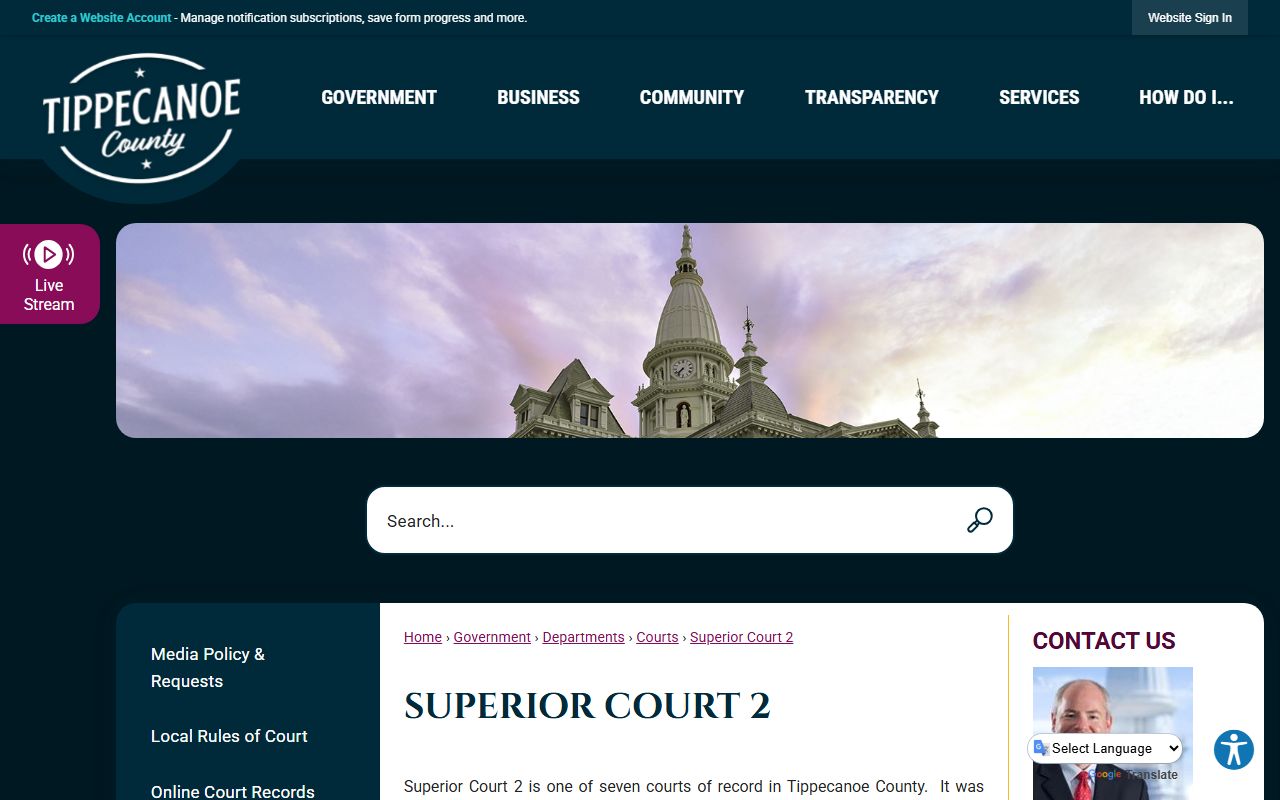 Tippecanoe County court dockets Superior Court 2 page