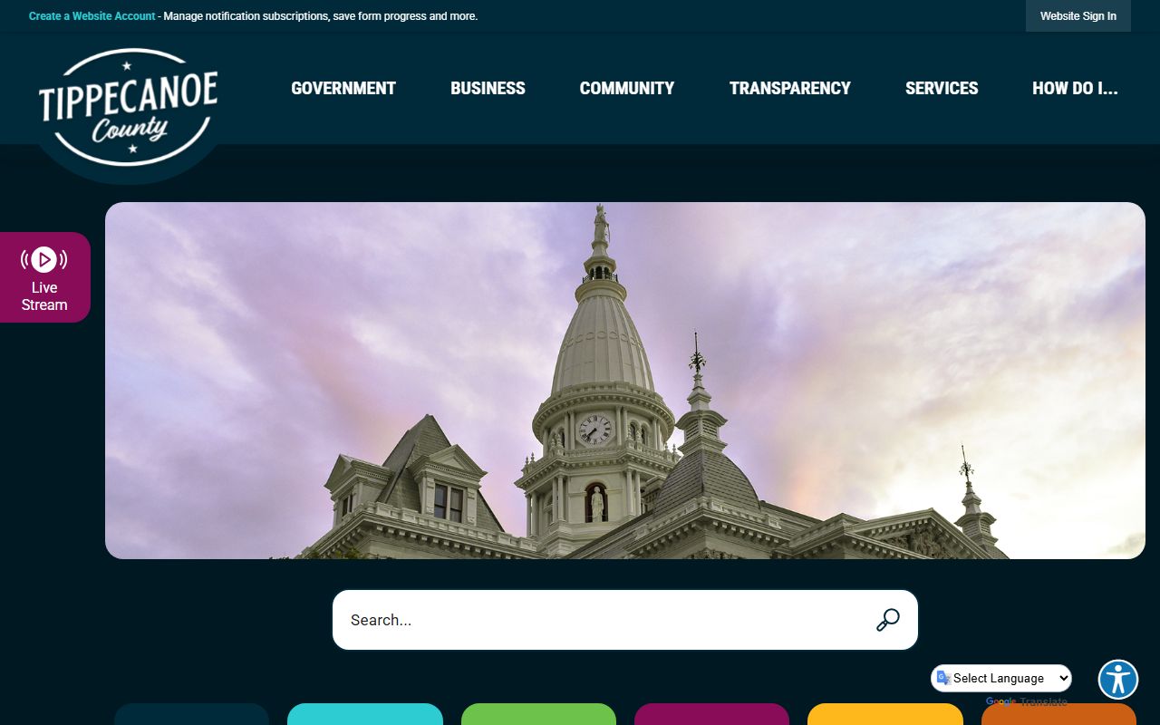 Tippecanoe County court records on the official county homepage