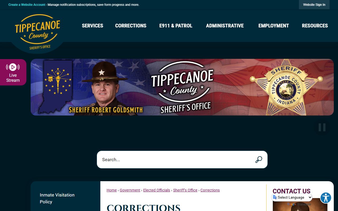 Tippecanoe County inmate records and sheriff corrections page