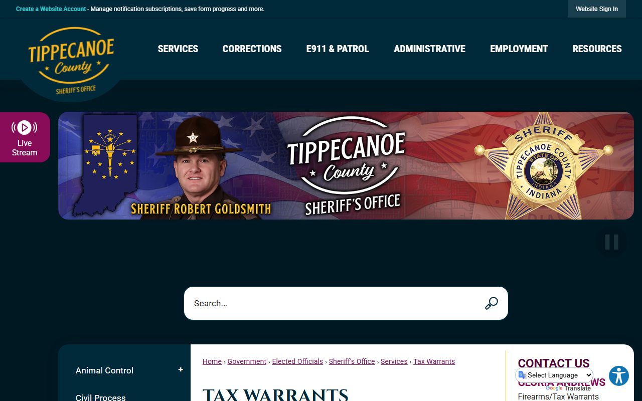 Tippecanoe County warrant records and sheriff tax warrants distinction