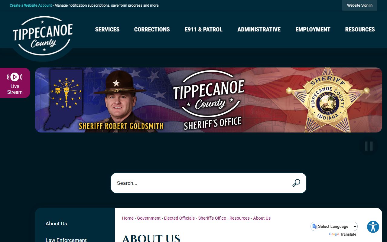 Tippecanoe County inmate records sheriff corrections overview