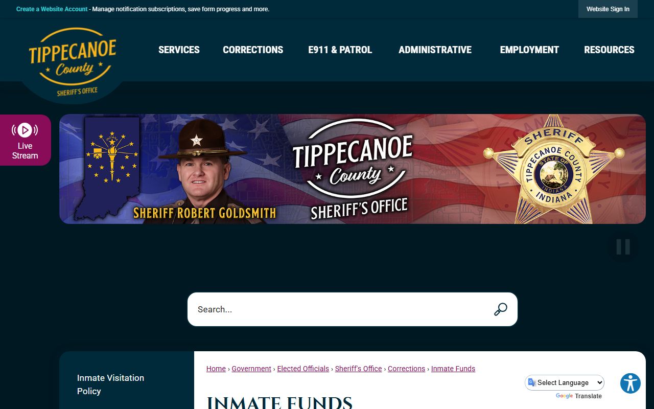 Tippecanoe County inmate records funds and property release