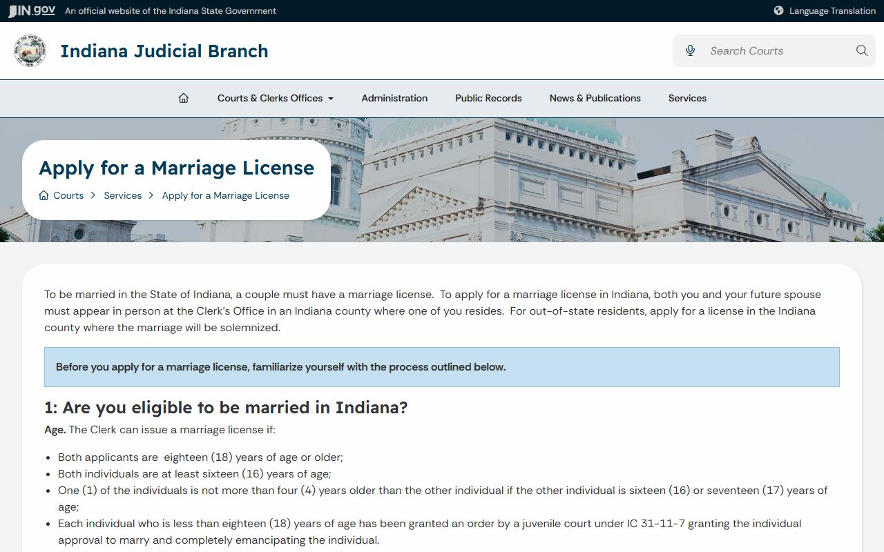Tippecanoe County marriage and divorce records Indiana marriage license instructions
