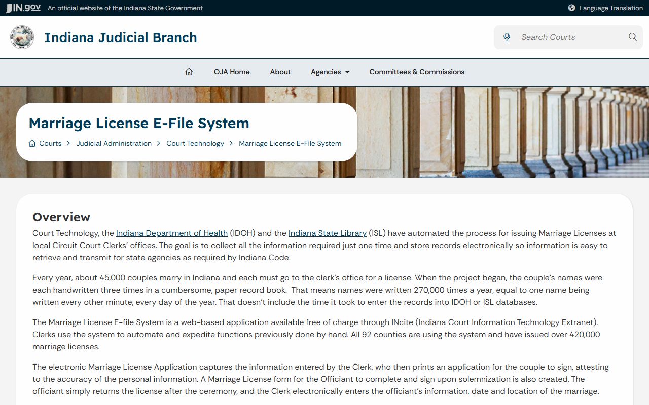 Tippecanoe County marriage and divorce records Indiana marriage license e-file system