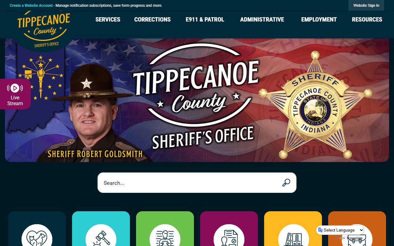 Tippecanoe County warrant records sheriff office page