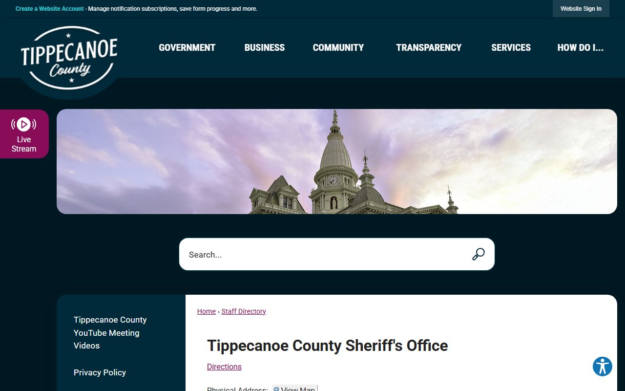 Tippecanoe County warrant records sheriff directory contacts